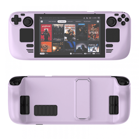 Colorful Protective Case for Steam Deck & OLED, Comfortable Feel, PC Material Protective Case with Stand, Game Console Accessories-Light Purple