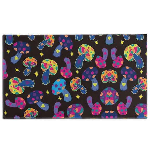 Colorful Psychedelic Mushroom Black Pattern Door Rugs,Washable Non Slip Door Mats Indoor,Decorative Door Mats,Entry Mat Indoor for Entrance,Bedroom,Kitchen,Bathroom,17"x30"