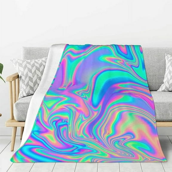 Colorful Psychedelic Trippy Art Fleece Blanket For Bed & Couch Large Super Soft Throw Blanket For Travel Home Lightweight Warm Fleece Blanket 40" x 50"