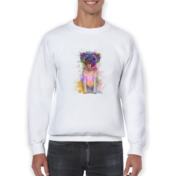 Colorful Pug Splash Art Sweatshirt Men -Fab Funky Designs, Male 4X-Large