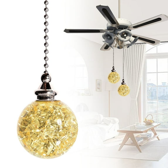Colorful Pull Chains Crystal Glass Ice Cracked Ball Pull Chain for Ceiling Fan Light Decor 21" Extension Chain,Glass Ceiling Fan Pull Chain,Light Fan Pulls Decorative Beaded Chain for Decoration(1Pc)