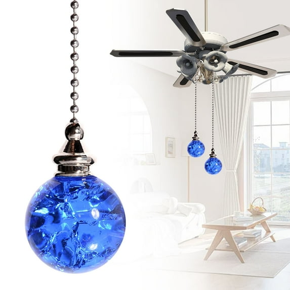 Colorful Pull Chains Crystal Glass Ice Cracked Ball Pull Chain for Ceiling Fan Light Decor 21" Extension Chain,Glass Ceiling Fan Pull Chain,Light Fan Pulls Decorative Beaded Chain for Decoration(1Pc)