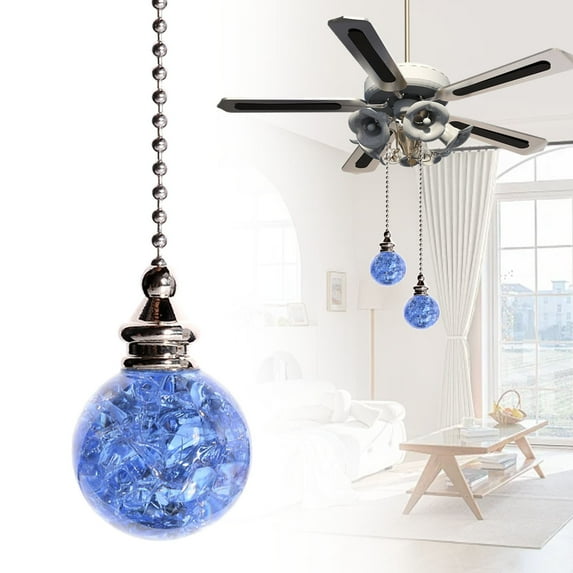 Colorful Pull Chains Crystal Glass Ice Cracked Ball Pull Chain for Ceiling Fan Light Decor 21" Extension Chain,Glass Ceiling Fan Pull Chain,Light Fan Pulls Decorative Beaded Chain for Decoration(1Pc)