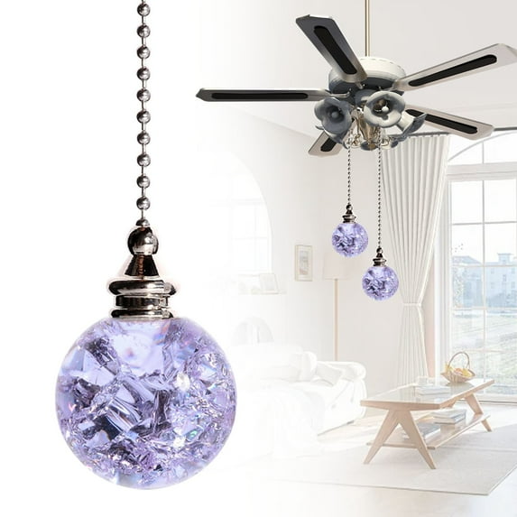Colorful Pull Chains Crystal Glass Ice Cracked Ball Pull Chain for Ceiling Fan Light Decor 21" Extension Chain,Glass Ceiling Fan Pull Chain,Light Fan Pulls Decorative Beaded Chain for Decoration(1Pc)