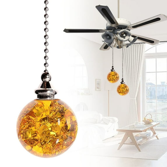 Colorful Pull Chains Crystal Glass Ice Cracked Ball Pull Chain for Ceiling Fan Light Decor 21" Extension Chain,Glass Ceiling Fan Pull Chain,Light Fan Pulls Decorative Beaded Chain for Decoration(1Pc)
