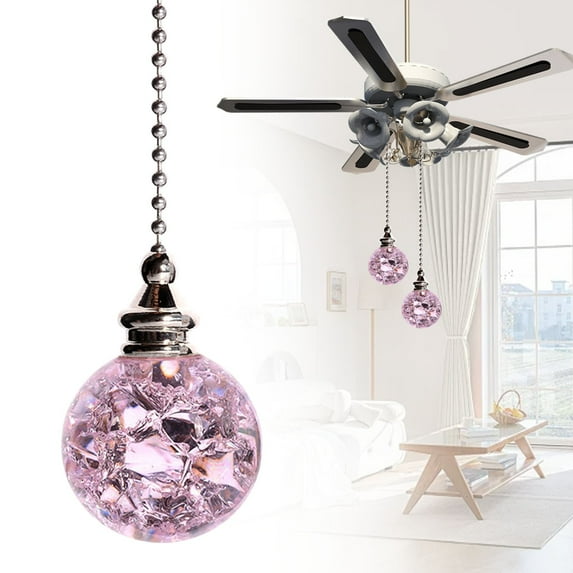 Colorful Pull Chains Crystal Glass Ice Cracked Ball Pull Chain for Ceiling Fan Light Decor 21" Extension Chain,Glass Ceiling Fan Pull Chain,Light Fan Pulls Decorative Beaded Chain for Decoration(1Pc)