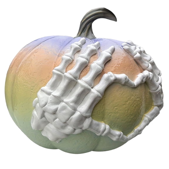 Colorful Pumpkin Heart Statue - Yellow - Gothic Cute Home Decor for Witchy Aesthetic - Fall Decor