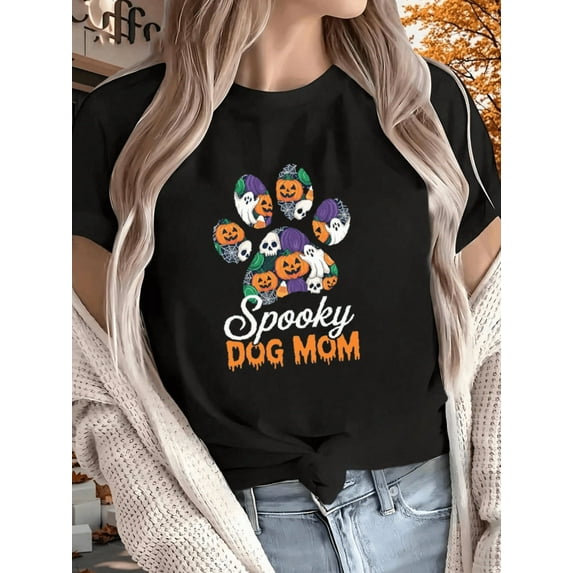 Colorful Pumpkins Dog Mom Unisex T-Shirt Cute Pet Lover Autumn Fall Style up to size 5XL