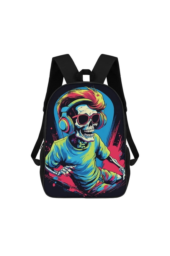 Colorful Punk Skeleton DJ Backpack, Travel Backpack, Casual Shoulder Bag, Casual Backpack
