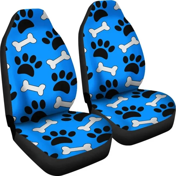 Colorful Puppies Dog Kitten Paw Print Love Heart Front Car Seat Covers Car Seat Protector for Women Seat Covers Set of 2