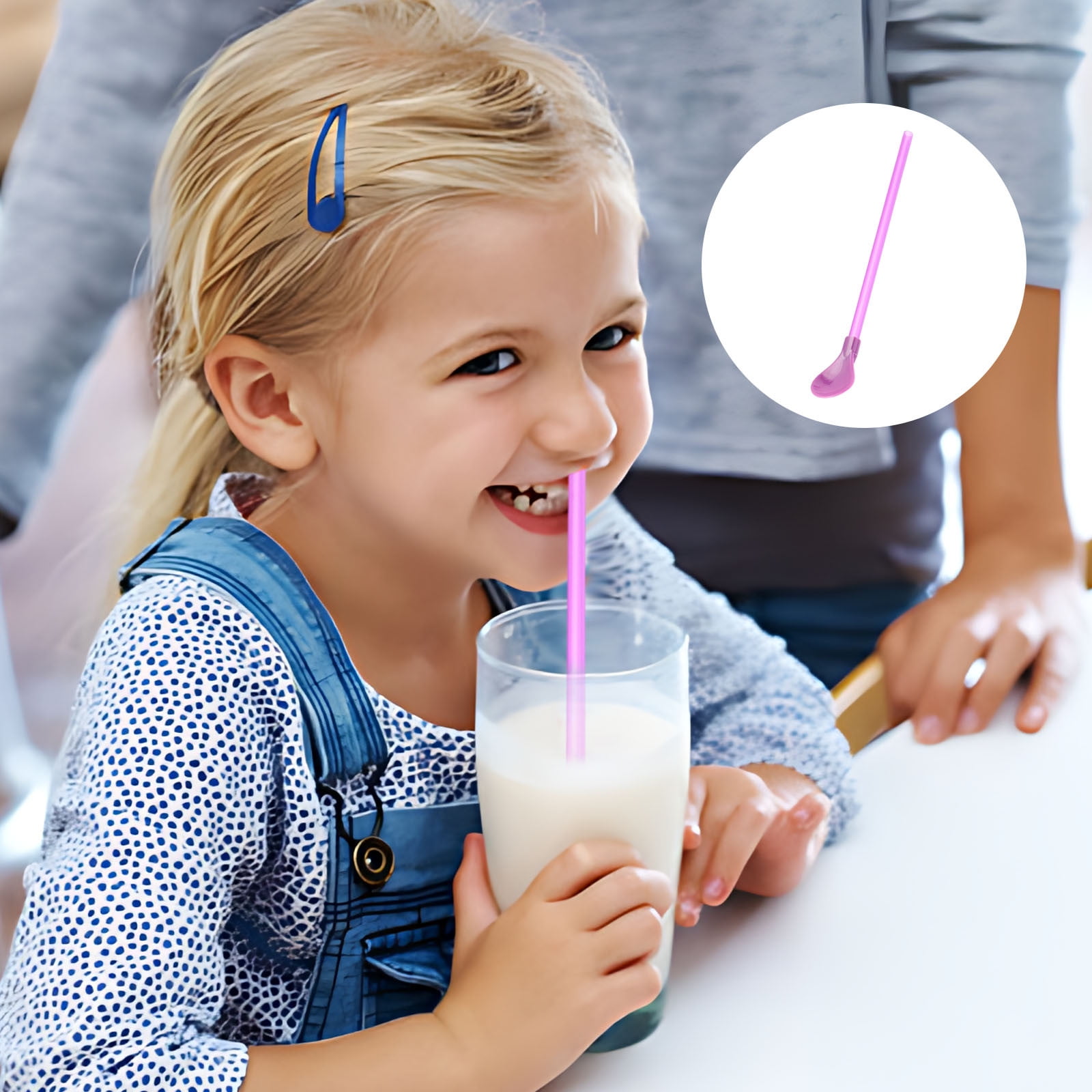 Colorful Purpose Plastic Spoon Integrated Straw Spoon Kitchen Mixing Tool