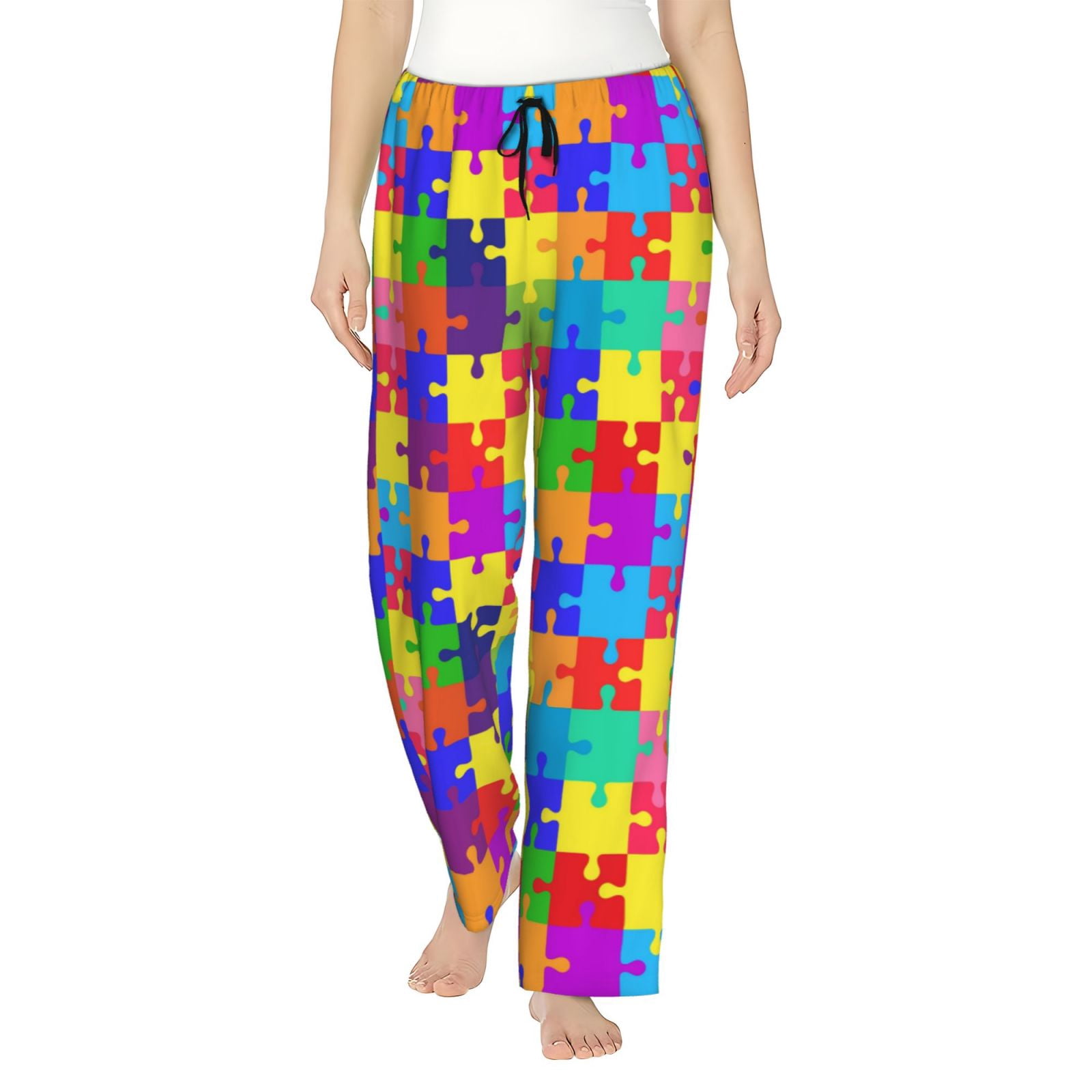 Pyjamas Autistic Images Colorful Puzzle Autism Awareness Womens Lounge Comfy Pajama Pants ...