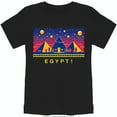 thumbnail image 1 of Colorful Pyramids of Egypt Graphic Black T-Shirt with Stars Unique Design, 1 of 5