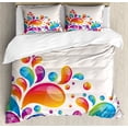 thumbnail image 1 of Colorful Queen Size Duvet Cover Set, Cute Raindrops in Different Size in Gradient Colors Abstract Splash Style Design, Decorative 3 Piece Bedding Set with 2 Pillow Shams, Multicolor, by Ambesonne, 1 of 3