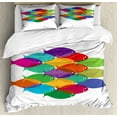thumbnail image 1 of Colorful Queen Size Duvet Cover Set, Vibrant Colored Fish Silhouettes Shoal Exotic Underwater Wildlife Inspired Theme, Decorative 3 Piece Bedding Set with 2 Pillow Shams, Multicolor, by Ambesonne, 1 of 3