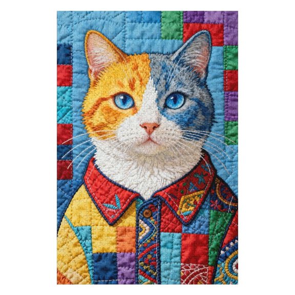 Colorful Quilt Kitty 500 Pieces Puzzle for Adults, Cat-Themed Sewing Patch Jigsaw, Hard Quilting Challenge, Indoor Mind-Relaxing Game, Family-Friendly Puzzle, Decorative Artwork