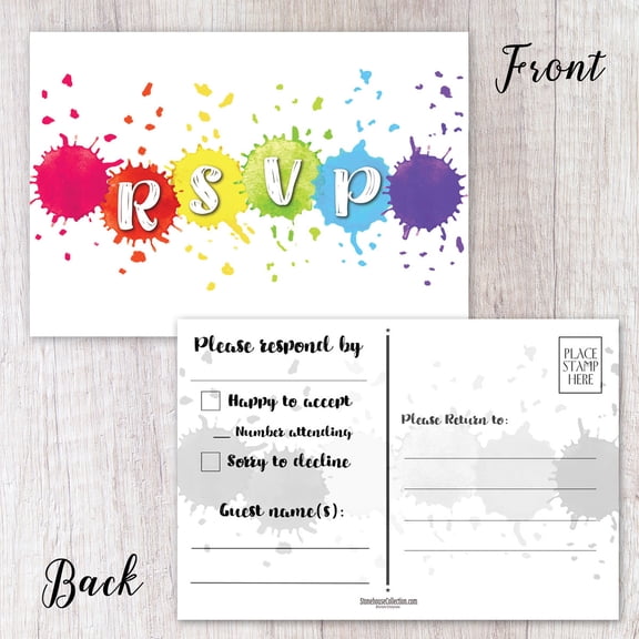 Colorful RSVP Reply Postcards - 40 Reply Postcards
