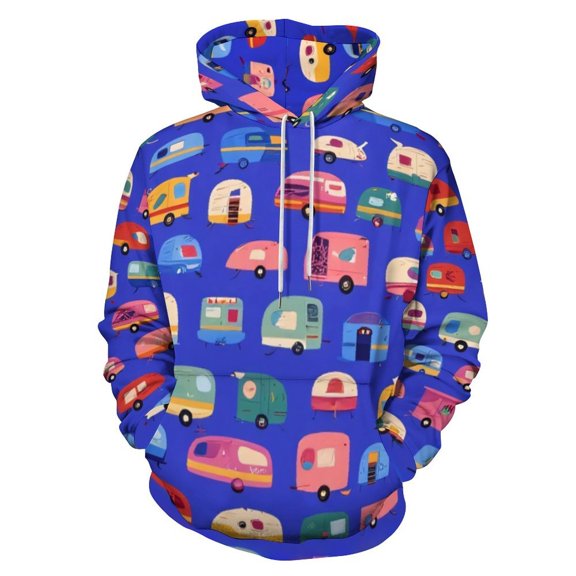 Colorful RVs And Campers Pattern 3D Print Hoodie Men Women Autumn Thin Pullover Sweatshirt Vintage Streetwear Tops