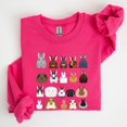 thumbnail image 1 of Colorful Rabbit Breeds, Rabbits In A Row, Easter Sweatshirt, Women's, 1 of 2