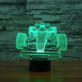 Colorful Racing Car 3D Illusion LED Night Light Smart Touch USB Table Lamp, Automatically Light