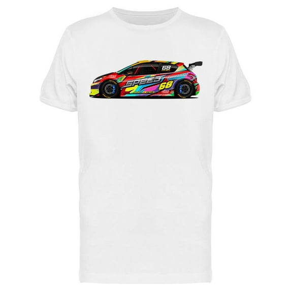 Colorful Racing Car Design T-Shirt Men -Image by Shutterstock, Male 3X-Large