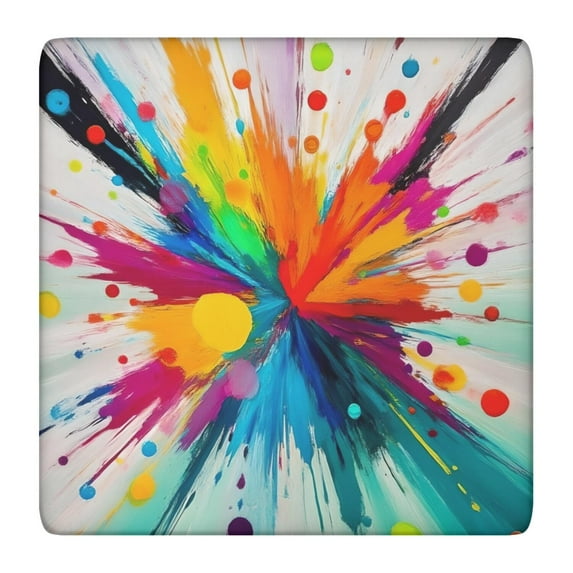 Colorful Radial Paint Burst Square Fitted Tablecloth with Elastic Edge,Square Table Cover,Washable Elastic Table Cover for Home Kitchen Party Decor 36"x36"