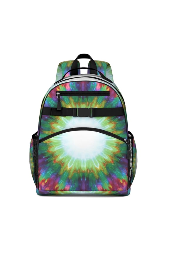 Colorful Radial Tie Dye Pattern Backpack for School,Cute School Bag,Schoolbag with Adjustable Shoulder Straps & Padded Back,15.25"x11.5"x5.25"