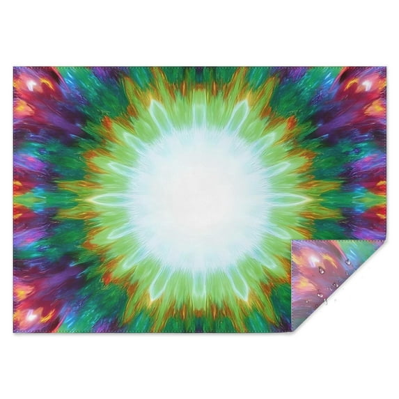 Colorful Radial Tie Dye Pattern Rectangle Tablecloth 60"x84",Waterproof Polyester Rectangle Table Cloth, Wipeable Spillproof Polyester Tablecloth for Dining, Camping, Indoor and Outdoor