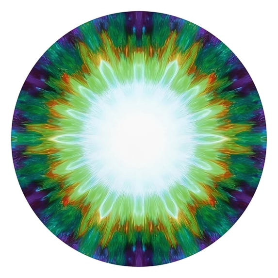 Colorful Radial Tie Dye Pattern Round Fitted Tablecloth with Elastic Edge,Dining Table Cover Waterproof,Outdoor Round Tablecloth for Camping,Dining,Indoor and Outdoor