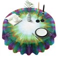 thumbnail image 1 of Colorful Radial Tie Dye Pattern Round Tablecloth 60"x60",Wrinkle Wipeable Table Cloth for Kitchen Dining Room Picnic Patio Party, 1 of 6