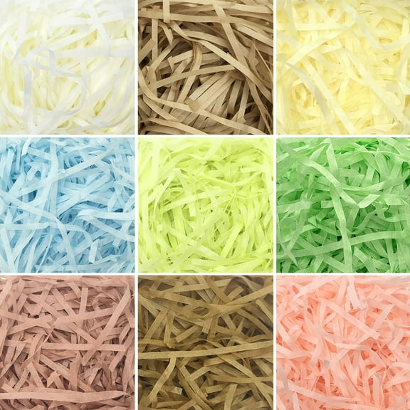 Colorful Raffia Paper, Shredded Paper for Gift Baskets, Paper Grass for Gift Baskets Filler for St Patricks, Easter, Christmas Packaging Decoration