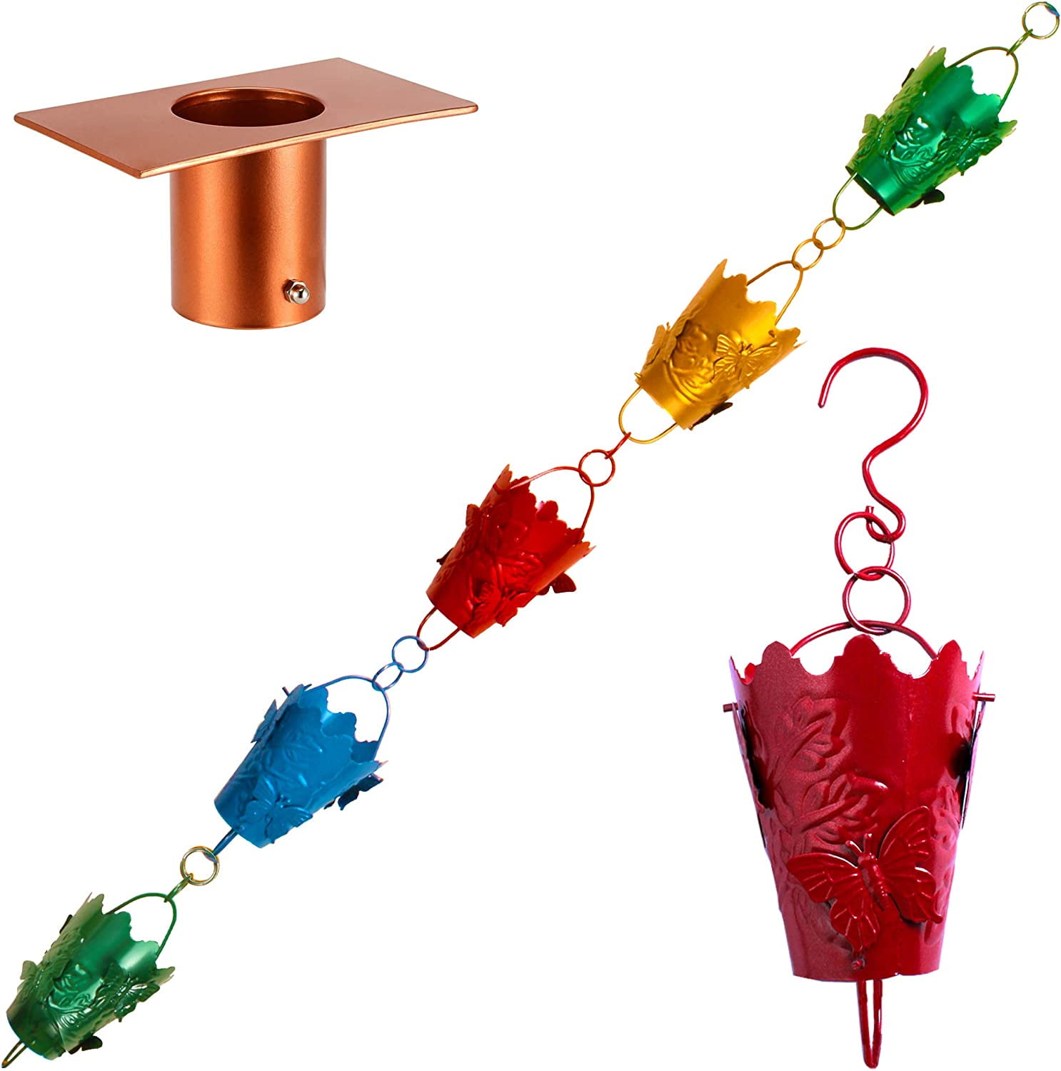 Colorful Rain Chain for Downspouts, Downspout Rain Catcher for Heavy