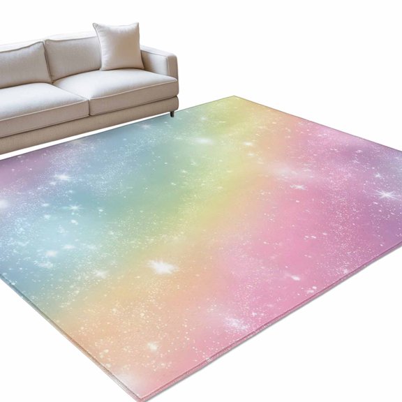 Colorful Rainbow 6x9ft Non Slip Area Rug Modern Abstract Fantasy Gradient Rainbow Shining Star Washable&nbsp;Soft Area Rugs for Living Room, Indoor&nbsp;Circle Carpet for Bedroom Dining Room Kitchen