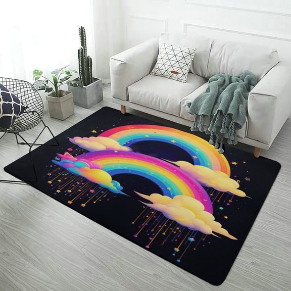 Colorful Rainbow And Clouds Carpet Style Living Room Bedroom Rug Soft Carpet Modern 3d Entry Door Mats Household 47x63inch