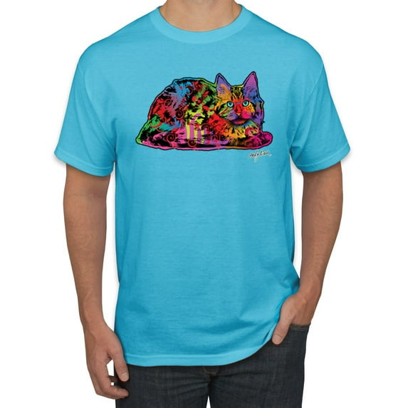 Colorful Rainbow Cat Animal Lover Men's Graphic T-Shirt, Light Turquoise, X-Large