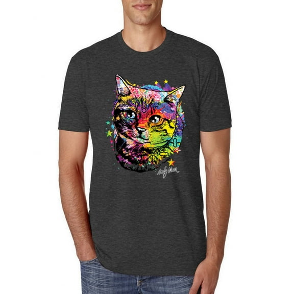 Colorful Rainbow Cat Animal Lover Mens Premium Tri Blend T-Shirt, Vintage Black, Large