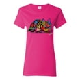thumbnail image 1 of Colorful Rainbow Cat Animal Lover Womens Graphic T-Shirt, Fuschia, Small, 1 of 3