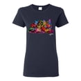 thumbnail image 1 of Colorful Rainbow Cat Animal Lover Womens Graphic T-Shirt, Navy, X-Large, 1 of 3