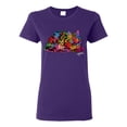 thumbnail image 1 of Colorful Rainbow Cat Animal Lover Womens Graphic T-Shirt, Purple, X-Large, 1 of 3