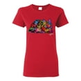 thumbnail image 1 of Colorful Rainbow Cat Animal Lover Womens Graphic T-Shirt, Red, Large, 1 of 3