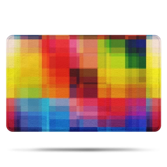 Colorful Rainbow Checkered Pattern Bathroom Rugs Mat,Non Slip Microfiber Bathroom Rug,Rubber Backing,Soft Bathroom Mats for Bathroom Floor,Tub and Shower,20x32in(50x80cm)