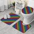 thumbnail image 1 of Colorful Rainbow Checkered Pattern Bathroom Rugs Sets 3 Piece,Toilet Cover Set,Absorbent Non Slip Bathroom Mats Sets with U-Shaped Contour Rug Toilet Rug Set, 1 of 5