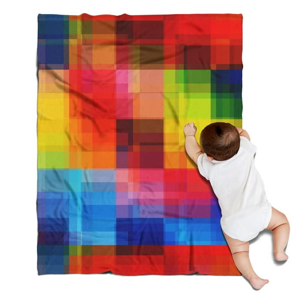 Colorful Rainbow Checkered Pattern Blanket,Comfortable Soft Flannel Throw Blanket,All Season,Warm Lightweight Blankets for Sofa Bed Couch Living Room Chair,30"x40"