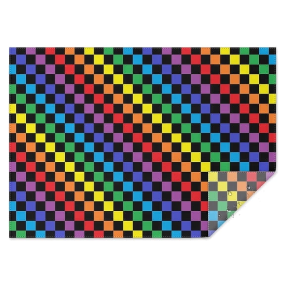 Colorful Rainbow Checkered Pattern Rectangle Tablecloth 60"x84",Waterproof Polyester Rectangle Table Cloth, Wipeable Spillproof Polyester Tablecloth for Dining, Camping, Indoor and Outdoor