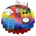 thumbnail image 1 of Colorful Rainbow Checkered Pattern Round Tablecloth 60"x60",Wrinkle Wipeable Table Cloth for Kitchen Dining Room Picnic Patio Party, 1 of 6