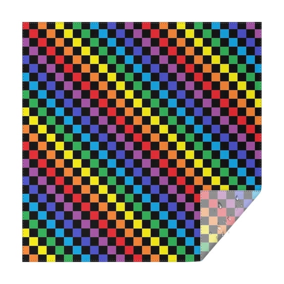 Colorful Rainbow Checkered Pattern Square Tablecloth,Waterproof Square Table Cover,Wipeable Spillproof Washable Table Cover for Home Kitchen Party Decor 42"X42"(107x107cm)