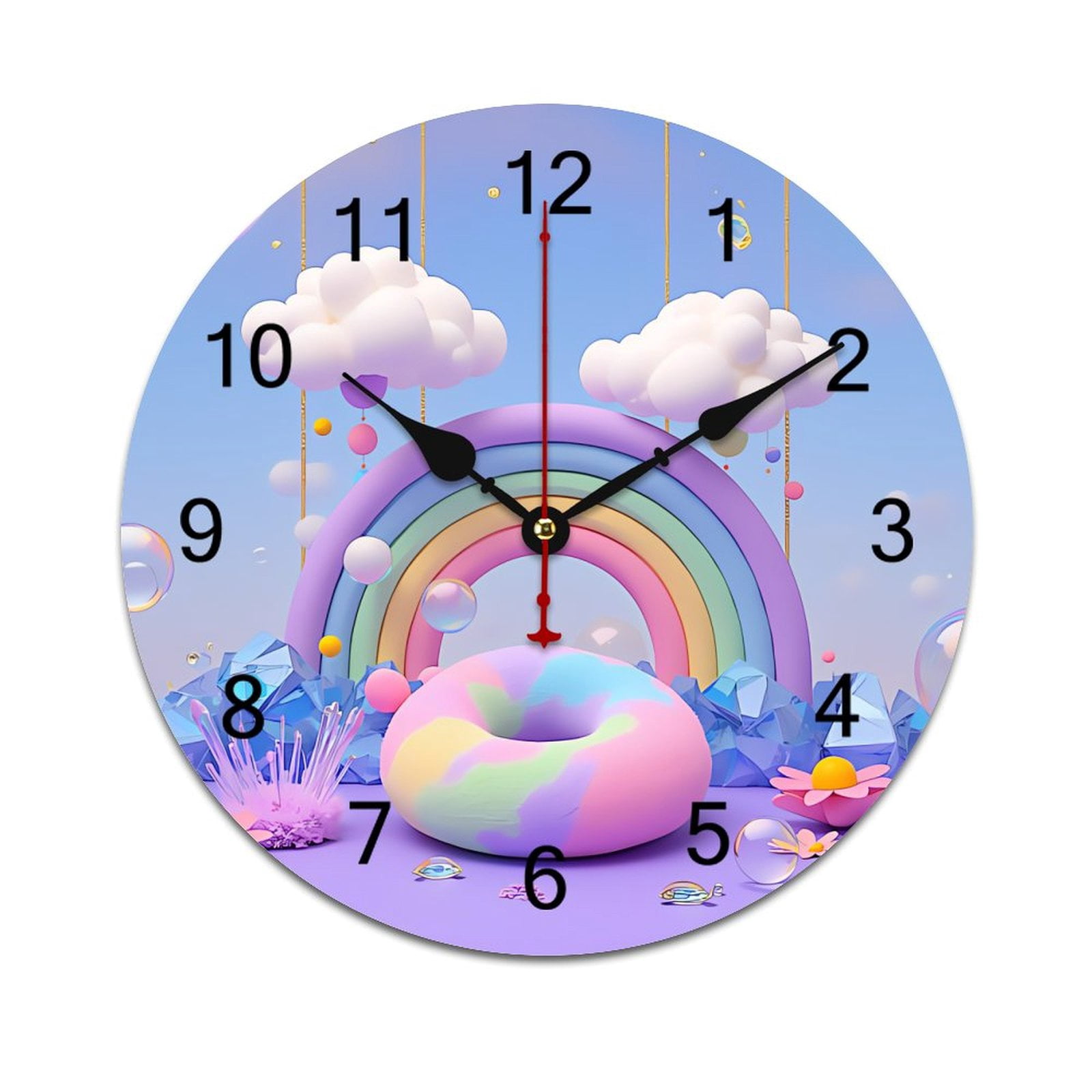 Colorful Colck Colorful Rainbow Clouds Bedroom Wall Clock Large Modern Kitchen Dinning ...