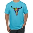 thumbnail image 1 of Colorful Rainbow Cow Bull Skull Animal Lover Men's Graphic T-Shirt, Light Turquoise, Small, 1 of 3