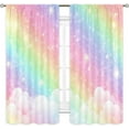 thumbnail image 1 of Colorful Rainbow Curtains for Girls Bedroom 42Wx63H Inch Rod Pocket Ombre Cute Pastel Kids Room Decor Sky Clouds Star Art Printed Baby Nursery Princess Girly Living Room Window Drapes 2 Panel, 1 of 5