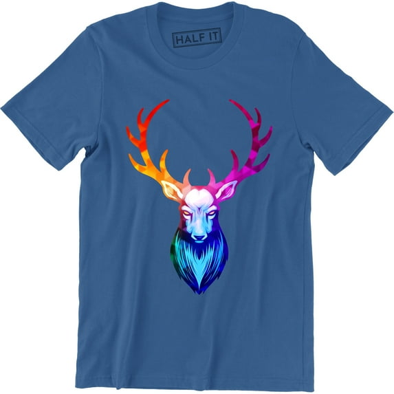 Colorful Rainbow Deer Wild Forest Animal Men's Short Sleeve T-Shirt